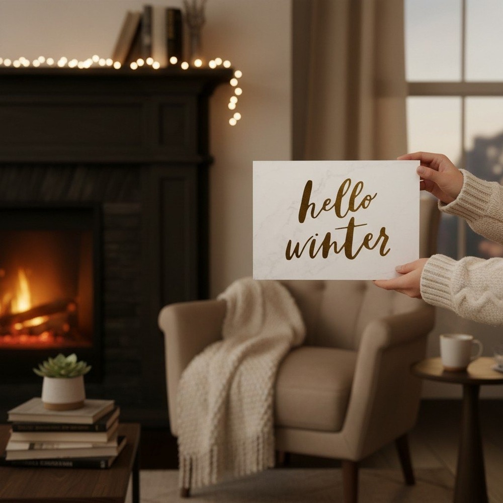Horizon Tabletop Sign White Gold Excellent Hello Winter Marble Decor